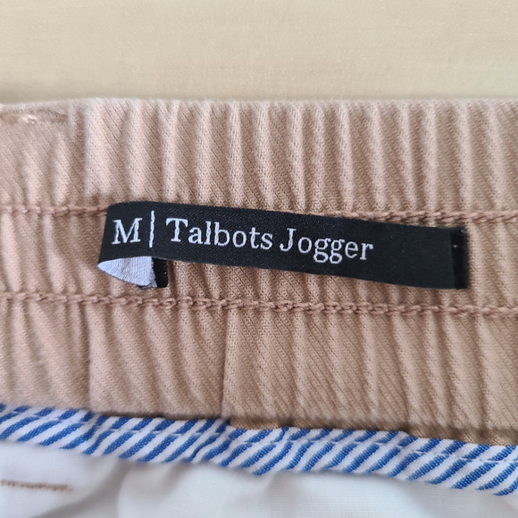 Talbots Jogger Pants SZ Medium Tan Khaki Cotton Lyocell Elastic Waist Pockets - Picture 8 of 12